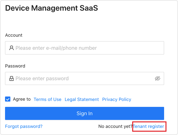Sign up a tenant